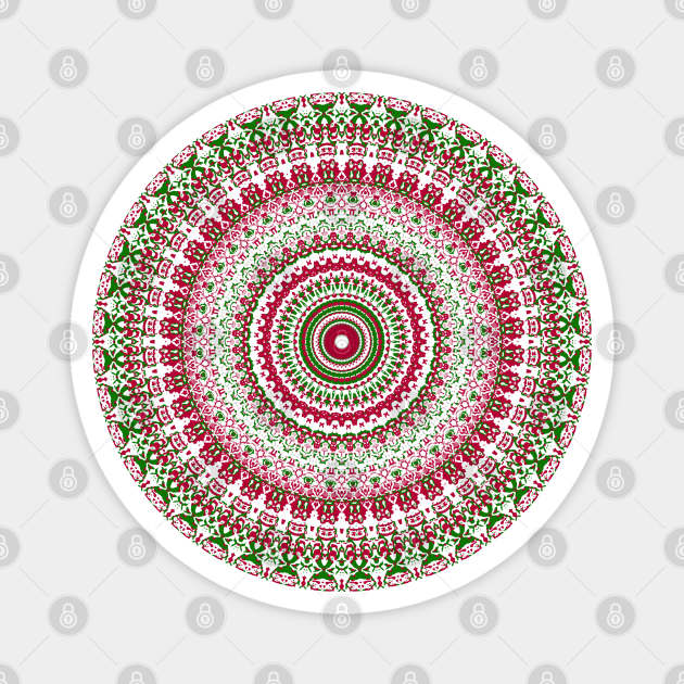 Hippie Boho Trippy Groovy Christmas Mandala Magnet by Kaleiope_Studio